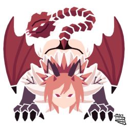 1girl animal_ear_fluff animal_ears animal_hands ass bat_wings bikini bikini_bottom_only claws fellatio fur implied_fellatio looking_at_viewer manticore_(monster_girl_encyclopedia) monster_girl monster_girl_encyclopedia monster_girl_encyclopedia_ii oral pink_hair pov purple_eyes swimsuit tail white_background wings