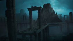 ancient_mayan cloud dark_clouds highres mayan pyramid_(structure) ruins temple