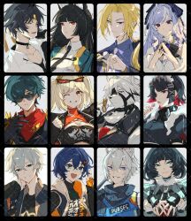 6+boys 6+girls animal_ears aqua_jacket asaba_harumasa belle_(zenless_zone_zero) black_choker black_necktie black_shirt blonde_hair blue_eyes blue_hair burnice_white c_ixxp candy cat_boy choker collared_shirt ellen_joe eyewear_on_head fingerless_gloves food fox_ears fox_girl gloves green_eyes green_hair hair_between_eyes headband highres holding holding_candy holding_food holding_lollipop hoshimi_miyabi hugo_vlad jacket jane_doe_(zenless_zone_zero) leather leather_jacket lighter_(zenless_zone_zero) lollipop maid_headdress mouse_ears mouse_girl multiple_boys multiple_girls necktie one_eye_closed orange_gloves pointy_ears purple_hair red_eyes red_scarf scarf seth_lowell shirt short_hair smile spiked_jacket sunglasses twintails vivian_banshee von_lycaon white_fur white_hair white_shirt wise_(zenless_zone_zero) wolf_boy wolf_ears yellow_eyes yellow_headband zenless_zone_zero