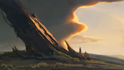 1other cambocreation cloud flock from_behind grass hill landscape original painterly rock scenery sky standing sunlight watermark