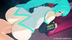 1boy 1girl 3d animated anus aqua_eyes aqua_hair artist_name ass bare_shoulders bent_over bottomless dab_neko detached_sleeves dominokotya green_eyes green_hair hatsune_miku hetero huge_ass lehornysfx long_hair medium_penis moaning nyaughtymeow opennsfwsp penis sex sound tagme twintails vaginal very_long_hair video vocaloid wide_sleeves x_redeyes