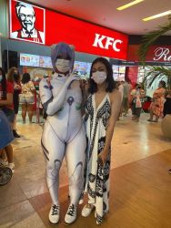 ayanami_rei cosplay cosplay_photo kfc multiple_girls neon_genesis_evangelion photo_(medium)