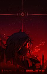 1boy black_hair cigarette commentary crosshair dr_kel_(voices_of_the_void) drakomachina english_commentary english_text from_side highres medium_hair round_eyewear satellite satellite_dish sky smoking star_(sky) starry_sky voices_of_the_void