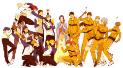 6+boys akutagawa_jirou atobe_keigo bad_id bad_pixiv_id hagoita highres hiyoshi_wakashi kabaji_munehiro kirihara_akaya kuwahara_jackal male_focus marui_bunta mukahi_gakuto multiple_boys niou_masaharu ootori_choutarou oshitari_yuushi paddle sanada_gen&#039;ichirou shishido_ryou simple_background taki_haginosuke tennis_no_ouji-sama uniform yagyuu_hiroshi yanagi_renji yasai_(getsu) yukimura_seiichi