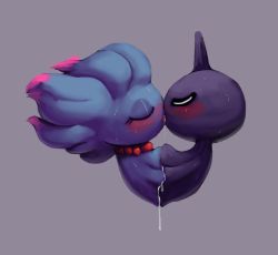 Rule 34 | blush, closed eyes, gen 2 pokemon, gen 3 pokemon, kiss, misdreavus, nintendo, no humans, outta sync, pokemon, pokemon (creature), shuppet, sweat