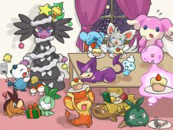 10s audino christmas christmas_tree creatures_(company) cubchoo cupcake food game_freak gen_5_pokemon gothitelle highres joltik minccino munna nintendo oshawott pansear petilil poke_ball pokemon pokemon_(creature) pokemon_bw purrloin scraggy sewaddle shell star_(symbol) stunfisk tears tepig trubbish vanillite