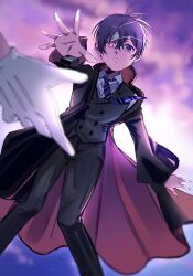 Rule 34 | absurdres, bishounen, blue eyes, blue hair, ciel phantomhive, eyepatch, gloves, highres, kuroshitsuji, long sleeves, looking at viewer, male focus, shirt, short hair, uneasywolf, victorian