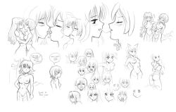 anna_(karbo) crisis felarya french_kiss karbo kiss lamia monochrome monster_girl nipples nude pussy saliva smile vivian_(karbo) vore yuri