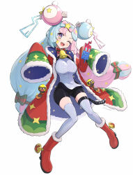 Rule 34 | absurdres, alternate costume, breasts, christmas, full body, gen 4 pokemon, gonzarez, highres, iono (pokemon), large breasts, nintendo, pokemon, pokemon sv, rotom, rotom phone, simple background, white background