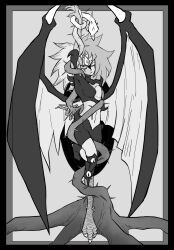 Rule 34 | arm behind back, arm up, claws, demon girl, demon horns, demon wings, duel monster, extra eyes, facial mark, highres, horns, messy hair, multicolored hair, plant, plant roots, q nmi70007, solo, spiked hair, tentacles, third eye, thorns, wings, yu-gi-oh!, yu-gi-oh! gx, yubel