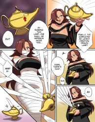 1girl accident bdsm black_dress bondage bound dark-skinned_female dark_skin dress genie imbsengirl lamp mummification mummy trap trapped