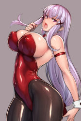 Rule 34 | 1girl, breasts, detached collar, enjou sakuya, female focus, large breasts, leotard, long hair, pantyhose, playboy bunny, rindou (radical dream), skin tight, solo