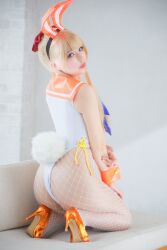 Rule 34 | 1girl, aino minako, ass, bishoujo senshi sailor moon, blonde hair, blue eyes, cosplay, cosplay photo, high heels, highres, leotard, long hair, madokacos, photo (medium), playboy bunny, rabbit ears, rabbit tail, real life, sailor venus, sailor venus (cosplay), thong leotard