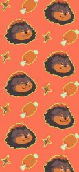 1boy animal_ears boned_meat brown_fur chibi closed_mouth commentary dog_boy dog_ears dog_nose english_commentary floppy_ears food furry furry_male highres looking_at_viewer male_focus meat midoku_yuu red_background red_hair smile sparkle tayangsuyi_(xxl) upper_body xxl_woofia