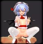 1boy 1girl 3d ahegao animated black_background black_nails blue_hair breasts censored clothed_female_nude_male double_v fingernails hairdressing hat hetero high_heels ichii_ni_(desufinal112) loli looping_animation male_pubic_hair mob_cap mosaic_censoring nail_polish nipples no_panties nude open_clothes open_mouth open_shirt penis pointy_ears pubic_hair pussy red_footwear red_ribbon remilia_scarlet ribbon sex shiny_skin shirt shoes simple_background skindentation small_breasts squatting stilettos team_shanghai_alice testicles thighhighs tongue tongue_out touhou v vaginal video white_thighhighs wings