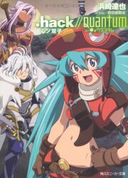 .hack// .hack//quantum 1boy 2girls character_request groin midriff multiple_girls navel official_art sakuya_(.hack//) tagme