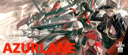 5girls absurdres aircraft airplane azur_lane bare_shoulders bismarck_(azur_lane) bismarck_zwei_(azur_lane) black_dress black_gloves black_hair black_horns blonde_hair blue_eyes breasts buttons copyright_name curled_horns demon_girl demon_horns double-breasted dress eyepatch fingerless_gloves friedrich_der_grosse_(azur_lane) fritz_rumey_(azur_lane) gloves hair_between_eyes highres hindenburg_(azur_lane) horns large_breasts long_hair long_hair_between_eyes long_sleeves mechanical_horns military_vehicle multicolored_hair multiple_girls propeller_fighter red_eyes red_gloves red_hair red_horns rmflawhdk12345 sideboob streaked_hair two-tone_hair very_long_hair white_hair yellow_eyes z52_(azur_lane)