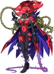 belt breasts cape corruption digimon digimon_(creature) fang flower highres lipstick makeup mask oridigi original rafflesia_(flower) rosemon rosemon_burst_mode skin_tight someguy944 spikes thorns