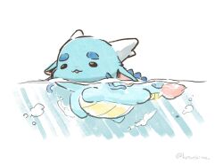 Rule 34 | absurdres, air bubble, bubble, chibi, commentary request, dragon, eastern dragon, full body, highres, hotathino, no humans, original, swimming, water, white background