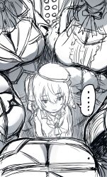 ... 6+girls breast_conscious breast_envy breasts cleavage commentary hair_between_eyes hat height_difference hews highres hololive hololive_english hoshimachi_suisei houshou_marine huge_breasts looking_at_breasts multiple_girls neck_ribbon nerissa_ravencroft ribbon shiori_novella shirogane_noel side_ponytail sketch surrounded_by_breasts symbol-only_commentary unamused virtual_youtuber yukihana_lamy