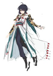 1other :/ ahoge black_hair closed_mouth commentary_request expressionless fate/samurai_remnant fate_(series) full_body hair_intakes hair_up highres japanese_clothes mi_m099 official_alternate_costume official_alternate_hairstyle orange_eyes other_focus sidelocks simple_background sketch updo white_background yamato_takeru_(fate) yamato_takeru_(phantasmal_dress)_(fate)