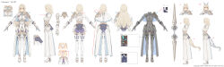 Rule 34 | 1boy, 3girls, absurdres, animal ears, annette (king&#039;s raid), armor, blue dress, blue eyes, boots, breasts, brown hair, chase (king&#039;s raid), commentary, concept art, double blade, dress, game screenshot inset, gauntlets, glenwys (king&#039;s raid), high heel boots, high heels, highres, hilda (king&#039;s raid), horse ears, horse girl, horse tail, king&#039;s raid, korean text, large breasts, long hair, milyu, multiple girls, multiple views, official alternate costume, official art, reference sheet, shoulder armor, tail, thigh boots, two-sided dress, two-sided fabric, white dress