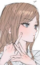 2girls bang_dream! bang_dream!_it&#039;s_mygo!!!!! blue_eyes brown_hair closed_mouth commentary_request highres hiyokoda korean_commentary long_hair multiple_girls nagasaki_soyo poking portrait sidelocks simple_background white_background