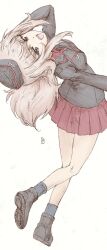 Rule 34 | 1girl, blonde hair, blue eyes, breasts, erakin, girls und panzer, highres, itsumi erika, kuromorimine military uniform, long hair, looking at viewer, military uniform, miniskirt, open mouth, red skirt, simple background, skirt, small breasts, smile, solo, white background