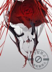 arthropod_limbs black_crown bug colored_skin crown highres lala_barina_(monster_hunter_wilds) mandibles monster monster_hunter_(series) monster_hunter_wilds no_humans quematrice_(armor) red_eyes red_fur solo spider xx_asui