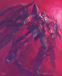 Rule 34 | absurdres, arms at sides, cable, clenched hands, commentary request, dated, full body, gundam, gundam epyon, gundam wing, gundam wing: endless waltz, highres, legs apart, mecha, mecha focus, mechanical wings, mobile suit, molai, no humans, robot, science fiction, signature, solo, v-fin, wings