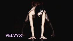 Rule 34 | absurdres, ada wong, all fours, black hair, dark skin, fishnets, from behind, goth fashion, high heels, highres, interracial, lips, lipstick, looking at viewer, makeup, non-web source, on hand, resident evil