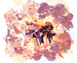 Rule 34 | 6+boys, :d, ;), ^ ^, armored boots, back-to-back, bad id, bad pixiv id, black cape, black coat, black pants, blue cape, blue eyes, boots, brown-framed eyewear, brown hair, brown hat, cape, chestnut mouth, closed eyes, closed mouth, coat, commentary request, cookie run, cookie run: kingdom, dark-skinned male, dark skin, demon horns, espresso cookie, fake horns, flipped hair, full body, glasses, gold boots, grey eyes, hair ornament, hair over one eye, halftone, halftone background, hat, helmet, highres, holding, holding shield, holding sword, holding weapon, horned helmet, horns, inactive account, knee boots, long hair, long sleeves, madeleine cookie, madeleine cookie (crimson knight), male focus, multiple boys, multiple persona, no pupils, official alternate costume, one eye closed, one eye covered, open mouth, pants, red helmet, rn9j, shield, shirt, short hair, simple background, slit pupils, smile, sword, two-sided cape, two-sided fabric, very dark skin, weapon, white background, white hair, white shirt