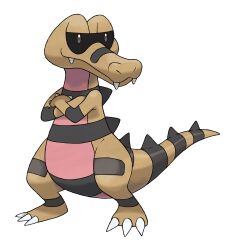 artist_request claws closed_mouth crossed_arms fangs full_body gen_5_pokemon highres krokorok nintendo nostrils official_art pokemon pokemon_(creature) pokemon_bw pokemon_focus solo standing third-party_source transparent_background