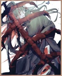 Rule 34 | 1boy, bandaged arm, bandages, black hair, black robe, blood, blood from mouth, blood on clothes, blood on face, blood on ground, blood on hands, bone, bug, butterfly, eye print, hand up, hidrogenxxxng, insect, jyu viole grace, long hair, long sleeves, looking at viewer, lying, male focus, on back, original, ponytail, ribs, robe, shadow, solo, spine, tower of god, twenty-fifth bam, yellow eyes