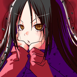 1girl alma_wade black_hair brown_eyes f.e.a.r. female_focus gradient_background long_hair miyama_(es) solo