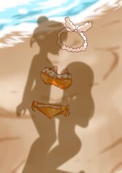 1futa 1girl absurdres arms_up beach bikini bow bow_bikini breasts completely_nude day dressed_shadow_(meme) female_pov floral_print_bikini frilled_bikini frills futa_with_female futanari hair_ribbon hairband hetero highres implied_nudity kunikida_hanamaru large_breasts large_penis love_live! love_live!_sunshine!! meme nude ocean official_alternate_costume orange_bikini orange_bow outdoors paizuri penis pov ribbon sand shadow signature solo swimsuit tsushima_yoshiko unworn_bikini unworn_clothes water white_bikini white_bow white_hairband white_ribbon yellow_bikini yellow_bow
