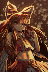 1girl absurdres brown_hair dress hakurei_reimu highres japanese_clothes miko ran_sk ribbon_trim tagme touhou