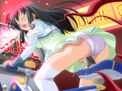 1girl ass bad_tag bicycle bike_dildo censored dildo glasses makai_tenshi_djibril otonashi_meimi panties pussy pussy_juice sex_toy underwear