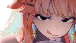 Rule 34 | 1girl, black eyes, close-up, earrings, highres, hololive, hololive english, jewelry, orange hair, sauce darusungi, simple background, solo, takanashi kiara, thumbnail collage, tongue, tongue out, virtual youtuber, white background