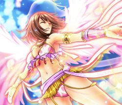 1girl armlet breasts closed_eyes elie jewelry large_breasts light_brown_hair navel official_art rave_(manga) underboob