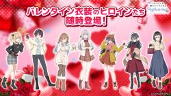 6+girls ahoge alisa_mikhailovna_kujou black_footwear black_gloves black_pantyhose black_socks black_sweater blonde_hair blue_eyes boots brown_eyes brown_footwear brown_hair brown_pantyhose closed_mouth cross-laced_footwear dress full_body glasses gloves grey_hair grey_pants hand_up high_heel_boots high_heels highres jacket kimishima_ayano layered_sleeves long_sleeves mariya_mikhailovna_kujou medium_hair miyamae_nonoa multiple_girls official_art one_eye_closed open_clothes open_jacket open_mouth pants pantyhose pink_scarf red_footwear sarashina_chisaki scarf shoes short_hair skirt smile socks standing suou_yuki sweater taniyama_sayaka tokidoki_bosotto_roshia-go_de_dereru_tonari_no_alya-san tokidoki_bosotto_roshia-go_de_dereru_tonari_no_alya-san_puzzle_party!