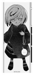 ... 1girl absurdres full_body greyscale highres hyeon_sonic looking_at_viewer monochrome sage_(sonic) short_hair solo sonic_(series) speech_bubble twitter_username