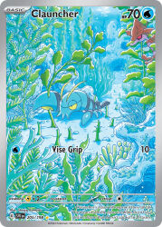 air_bubble animal_focus artist_name bubble card_(medium) character_name clauncher company_name copyright_name copyright_notice cutting english_text gen_6_pokemon komatsu_shinya nintendo no_humans official_art pincers pokemon pokemon_(creature) pokemon_card pokemon_focus pokemon_tcg red_eyes seaweed skrelp third-party_source trading_card underwater yellow_eyes