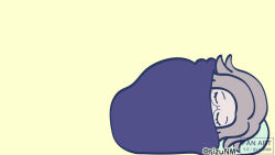 1boy aotsuki_eito blanket blue_blanket closed_eyes eyelashes glasses grey_hair highres male_focus pillow rizu_(rizunm) simple_background sleeping solo solo_focus the_hundred_line_-last_defense_academy- twitter_username under_covers yellow_background