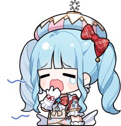 Rule 34 | 1girl, = =, artist request, ascot, back bow, blue dress, blue eyes, blue hat, blunt bangs, blush stickers, bow, bowtie, brooch, brown vest, chibi, closed eyes, cloud daydreams (infinity nikki), cropped legs, double-parted bangs, dress, drill hair, frilled gloves, frilled sleeves, frills, gloves, hair bow, hand to own mouth, hat, hat ornament, infinity nikki, jewelry, long hair, nikki (series), non-web source, official art, open mouth, pendant, pink dress, pink hat, plaid bow, plaid bowtie, plaid clothes, puffy short sleeves, puffy sleeves, red bow, red bowtie, red ribbon, ribbon, short sleeves, shout lines, sidelocks, sleepy, solo, star (symbol), star brooch, star hat ornament, striped clothes, striped dress, striped headwear, suspenders, teardrop, tearing up, transparent background, two-tone dress, two-tone hat, vertical-striped clothes, vertical-striped dress, vertical-striped headwear, vest, wavy mouth, white ascot, white bow, white gloves, wrist ribbon, yawning