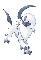 absol animal_focus bright_pupils claws full_body gen_3_pokemon highres horns nintendo no_humans official_art pokemon pokemon_(creature) pokemon_focus pokemon_rse red_eyes single_horn solo sugimori_ken third-party_source transparent_background white_pupils