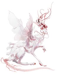 Rule 34 | absurdres, animal focus, deepsea9013, from side, full body, highres, monster, no humans, original, simple background, solo, tail, veins, white background, wings