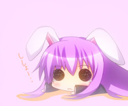 1girl animal_ears black_eyes chibi female_focus image_sample long_hair noiz open_mouth pixiv_sample purple_hair rabbit_ears reisen_udongein_inaba simple_background solid_circle_eyes tears touhou