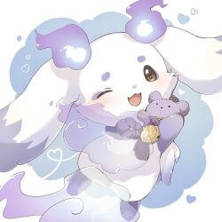 1other :3 ;d blue_background brown_eyes chi_z_z_z chibikemo commentary_request fire highres looking_at_viewer lunlun_(nijisanji) nijisanji one_eye_closed open_mouth purple_fire smile solo virtual_youtuber