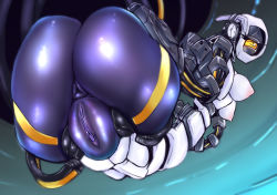 1girl artificial_eye ass breasts fat_mons female_focus glados glowing glowing_eyes looking_at_viewer mechanical_eye nipples pochincoff portal_(series) portal_1 pussy robot single_eye solo yellow_eyes